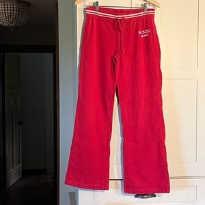 Vintage Bisou Jeans red drawstring waist sweatpants, size M